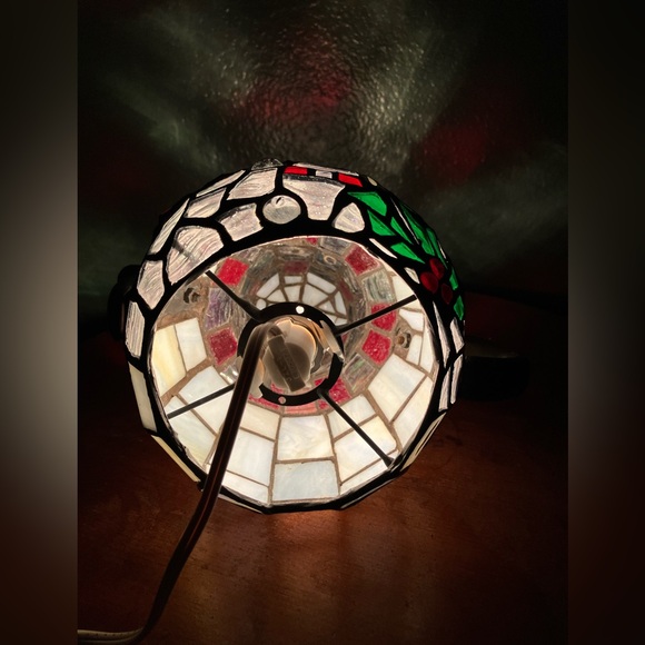 Vintage Tiffany Style Stained Glass Snowman Tea Pot Table Lamp Night Light - Picture 7 of 10